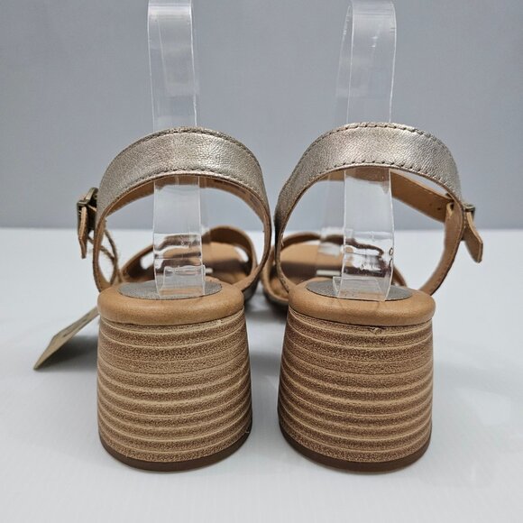 NEW Born Sadie Sandal Womens 9 Gold Metallic Leather Block Heel Ankle Strap - Picture 9 of 14